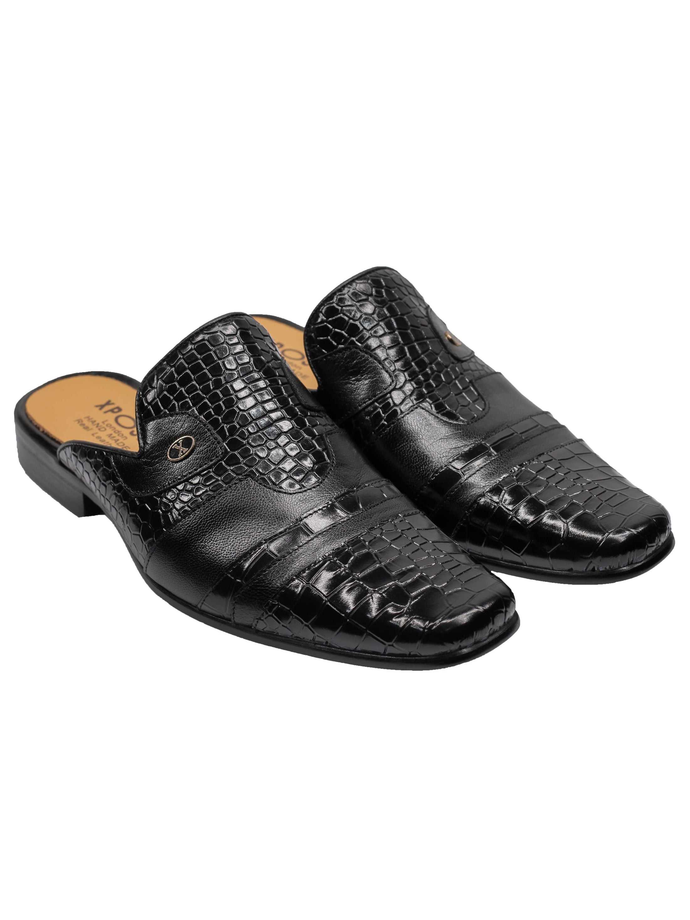 REAL LEATHER HALF SHOE IN BLACK