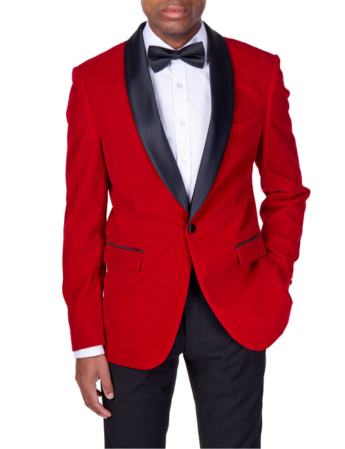 TUXEDO JES - Veste Velours Doux Rouge