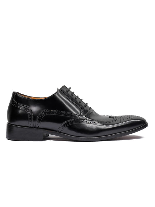 BLACK POLISHED CALF LEATHER BROGUES