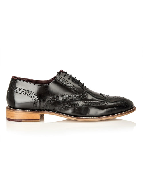 OXFORD BROGUES IN POLISHED BLACK