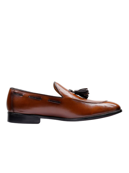 TAN CALF LEATHER TASSEL LOAFERS