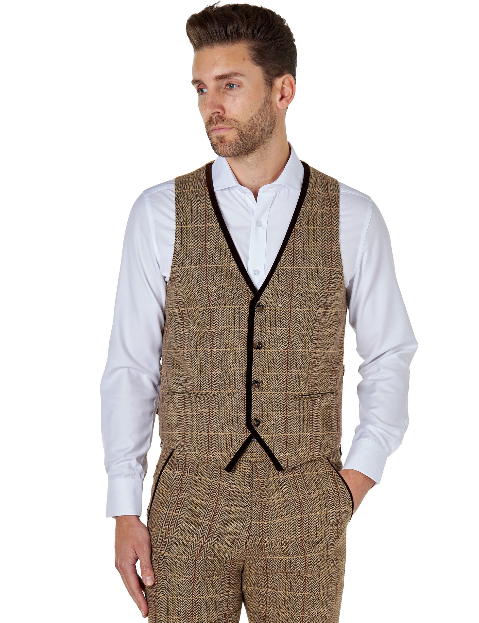 CARLO - GILET EN TWEED MARRON