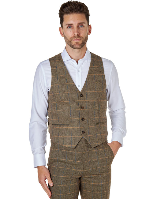 ELTON – BRAUNE TWEED-KARIERWESTE