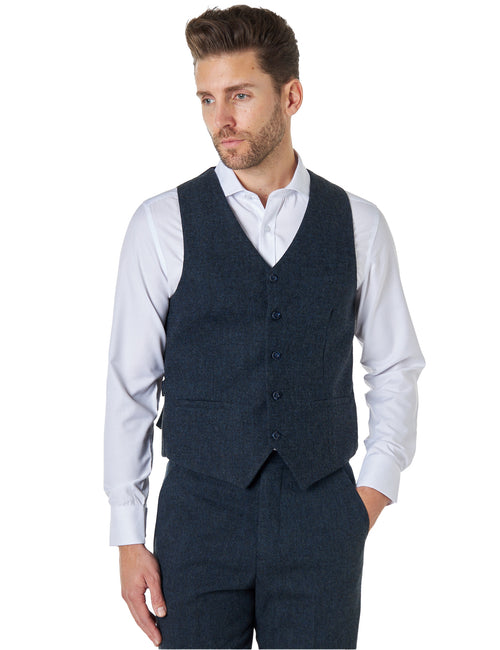 JIM - TWEED BLUE WAISTCOAT