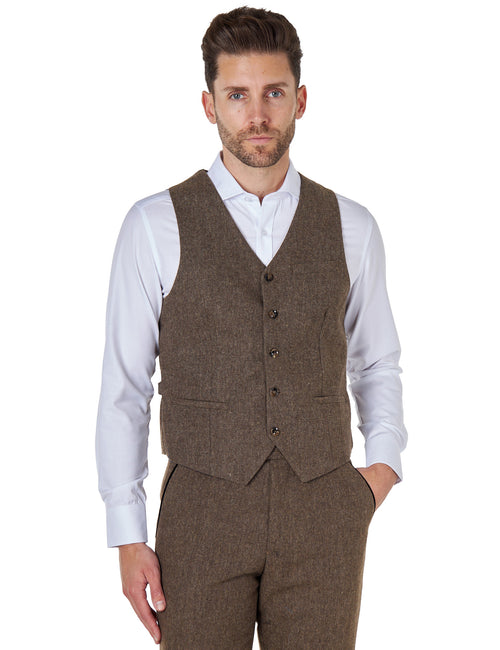 JIM - GILET EN TWEED MARRON