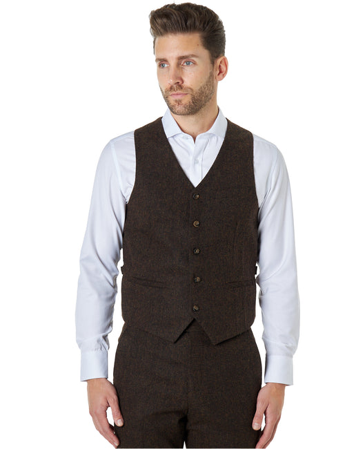 JIM - GILET EN TWEED MARRON