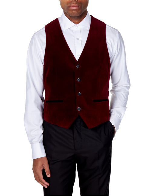 Gilet uni en velours bordeaux SAM