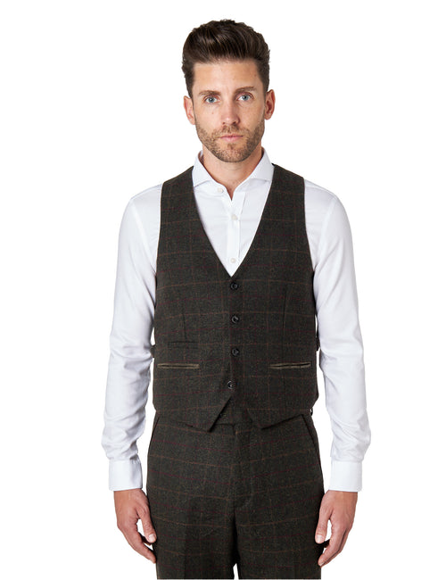 Vitori - Gilet Tweed Carreaux Vert 