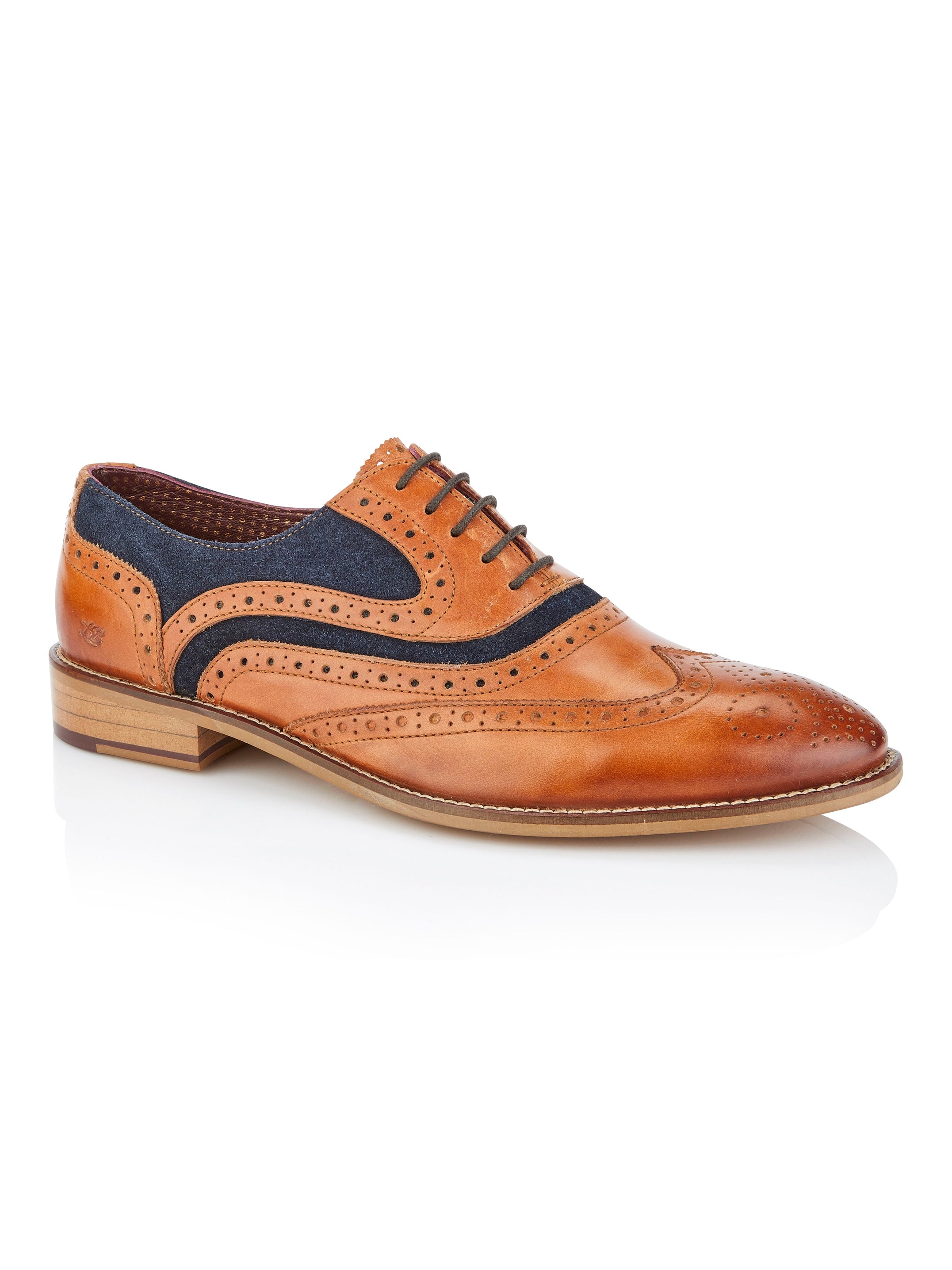 TAN & NAVY SUEDE OXFORD BROGUES