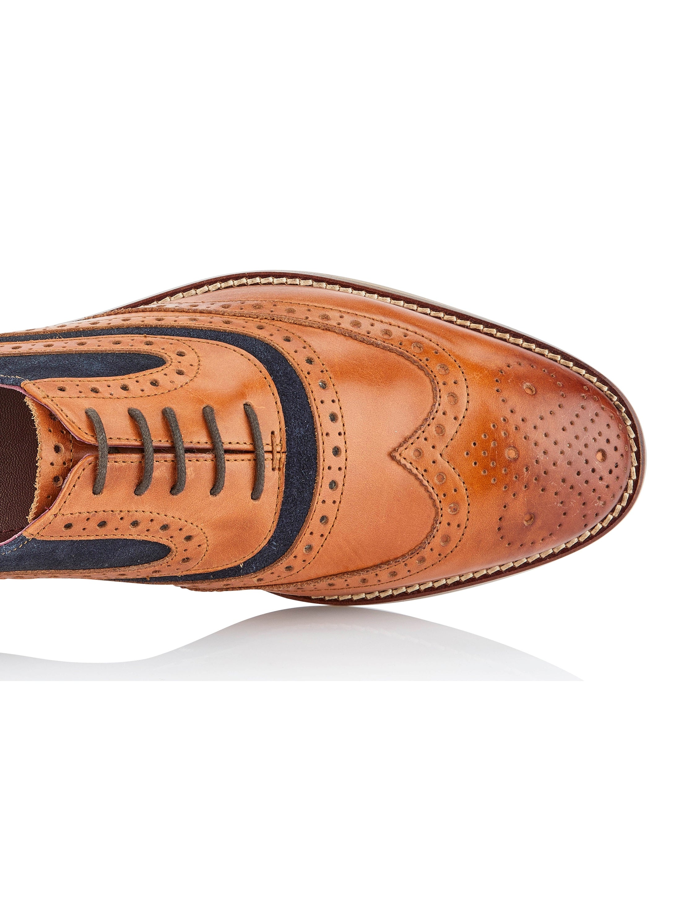 TAN & NAVY SUEDE OXFORD BROGUES