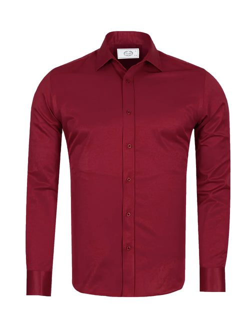 PLAIN MAROON CLASSIC SHIRT - TAILORED FIT – MID COLLAR