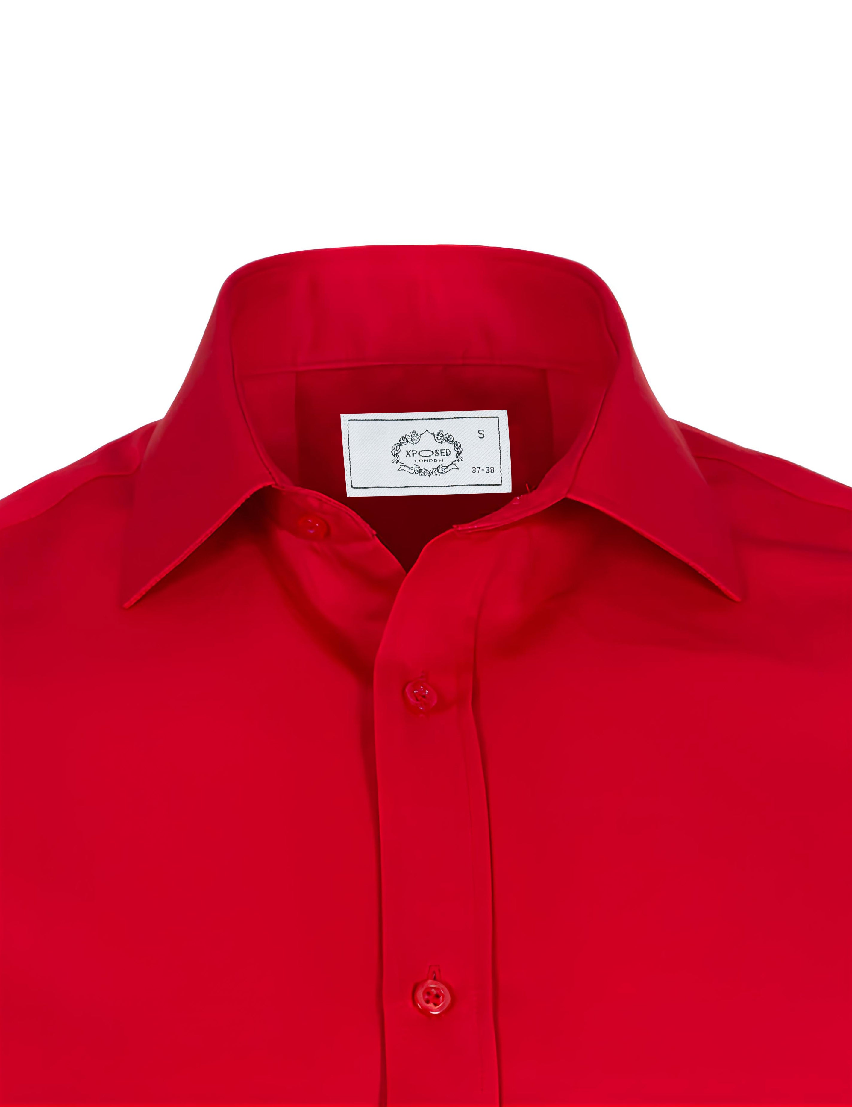 PLAIN RED CLASSIC SHIRT - TAILORED FIT – MID COLLAR