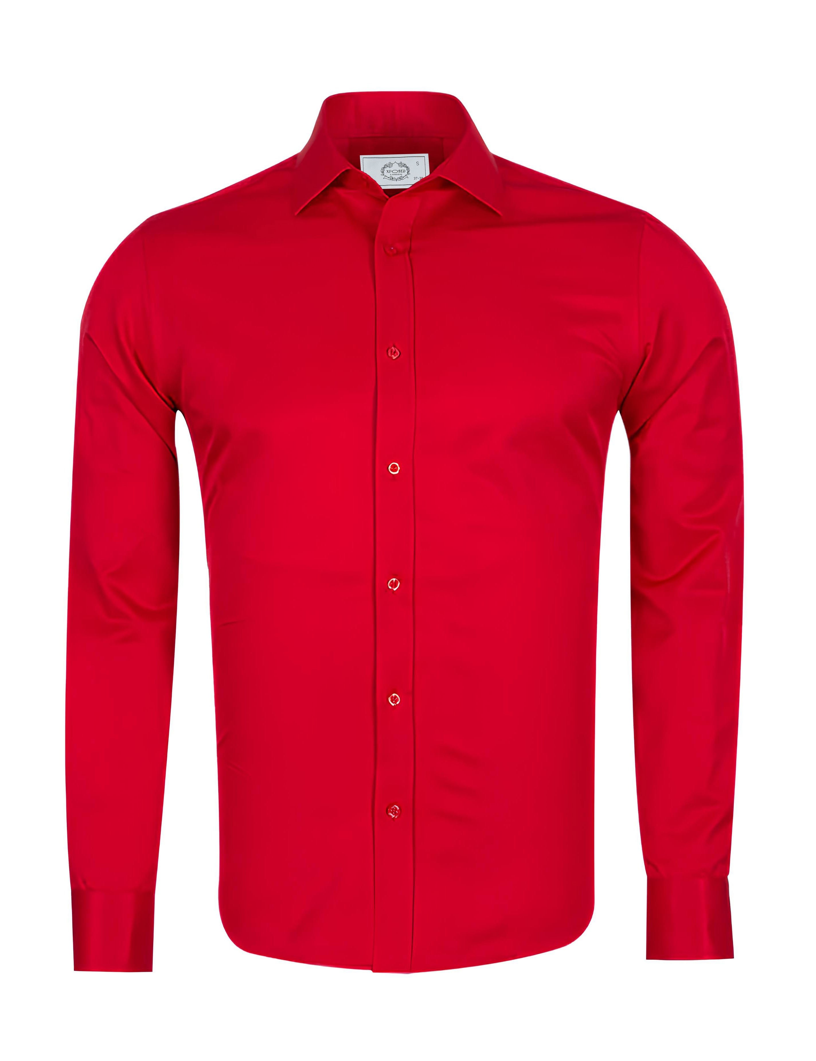 PLAIN RED CLASSIC SHIRT - TAILORED FIT – MID COLLAR