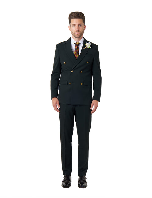 FINLEY – Olive Green Prince of Wales Checks Double Breasted 2 Piece Suit