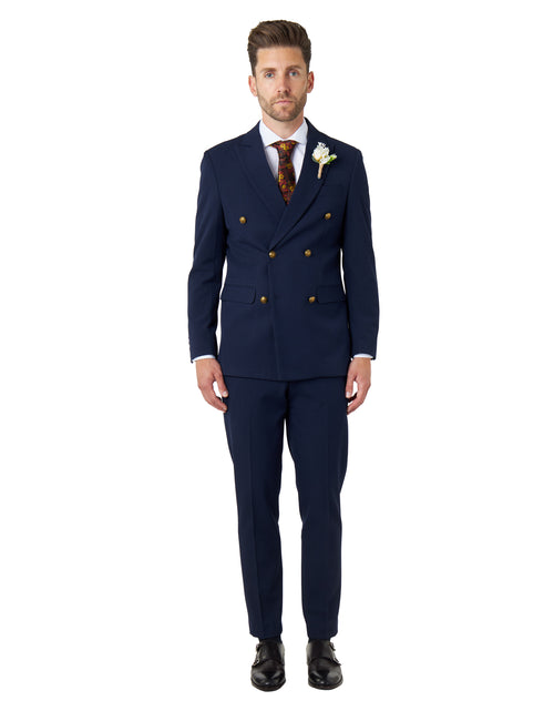 FINLEY – Navy Prince of Wales Checks Double Breasted 2 Piece Suit