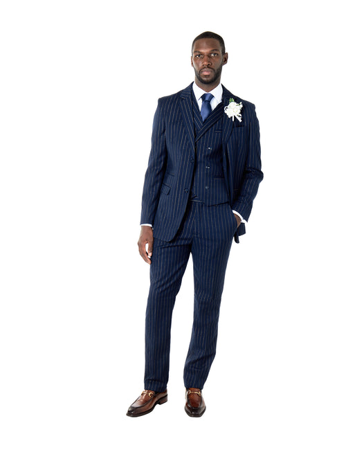 NEIL - Navy Double breasted Pinstripe Suit