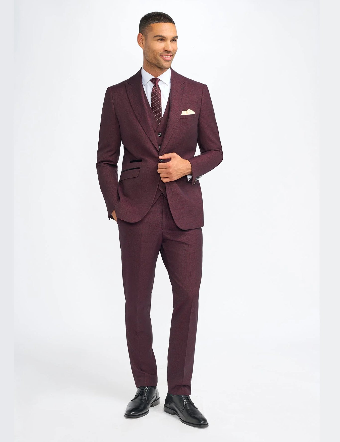 CAVANI – MEN’S CARIDI WINE TAILORED SUIT BLAZER