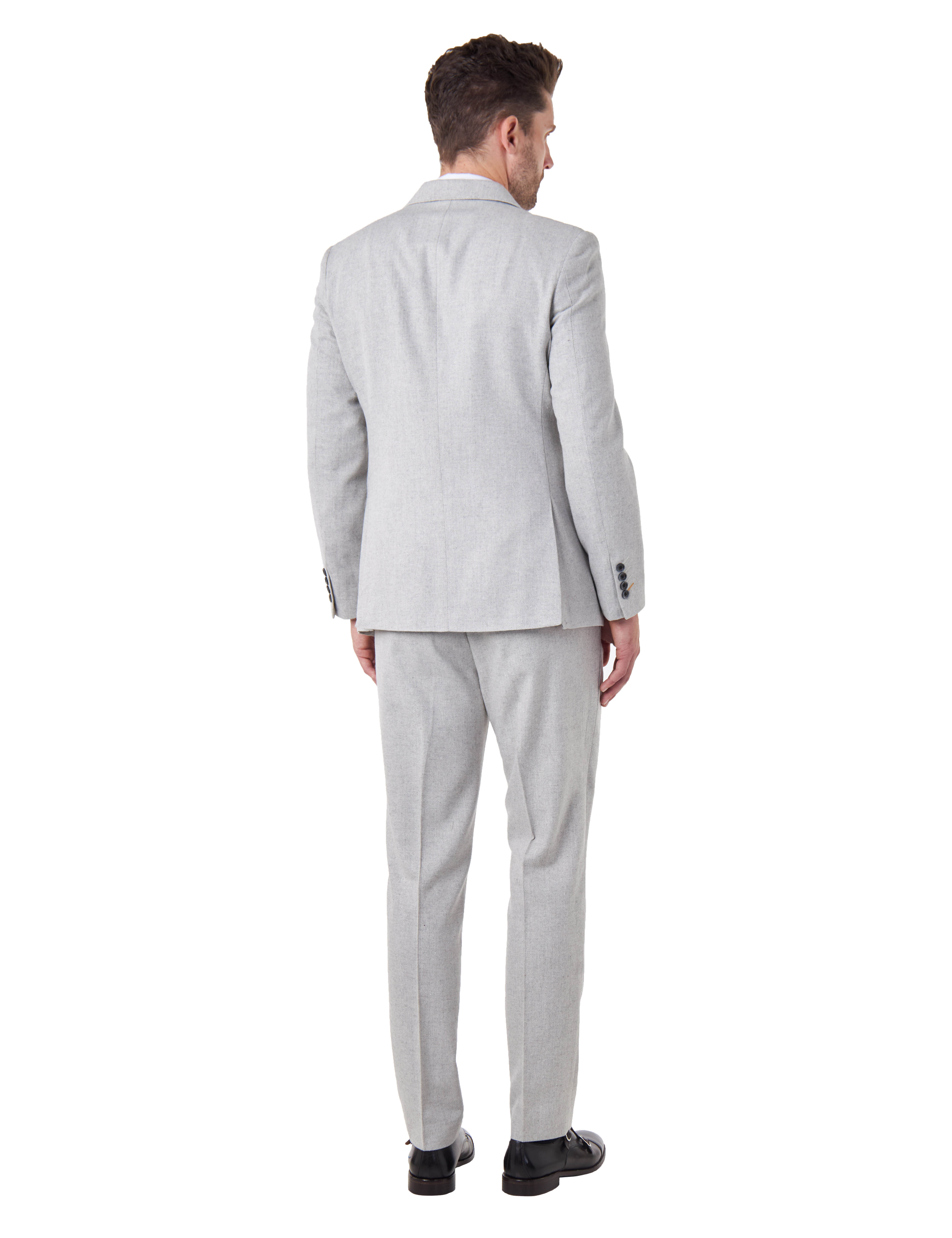 CALIX – Grey Wool Mix Herringbone Tailored 2 Piece Suit