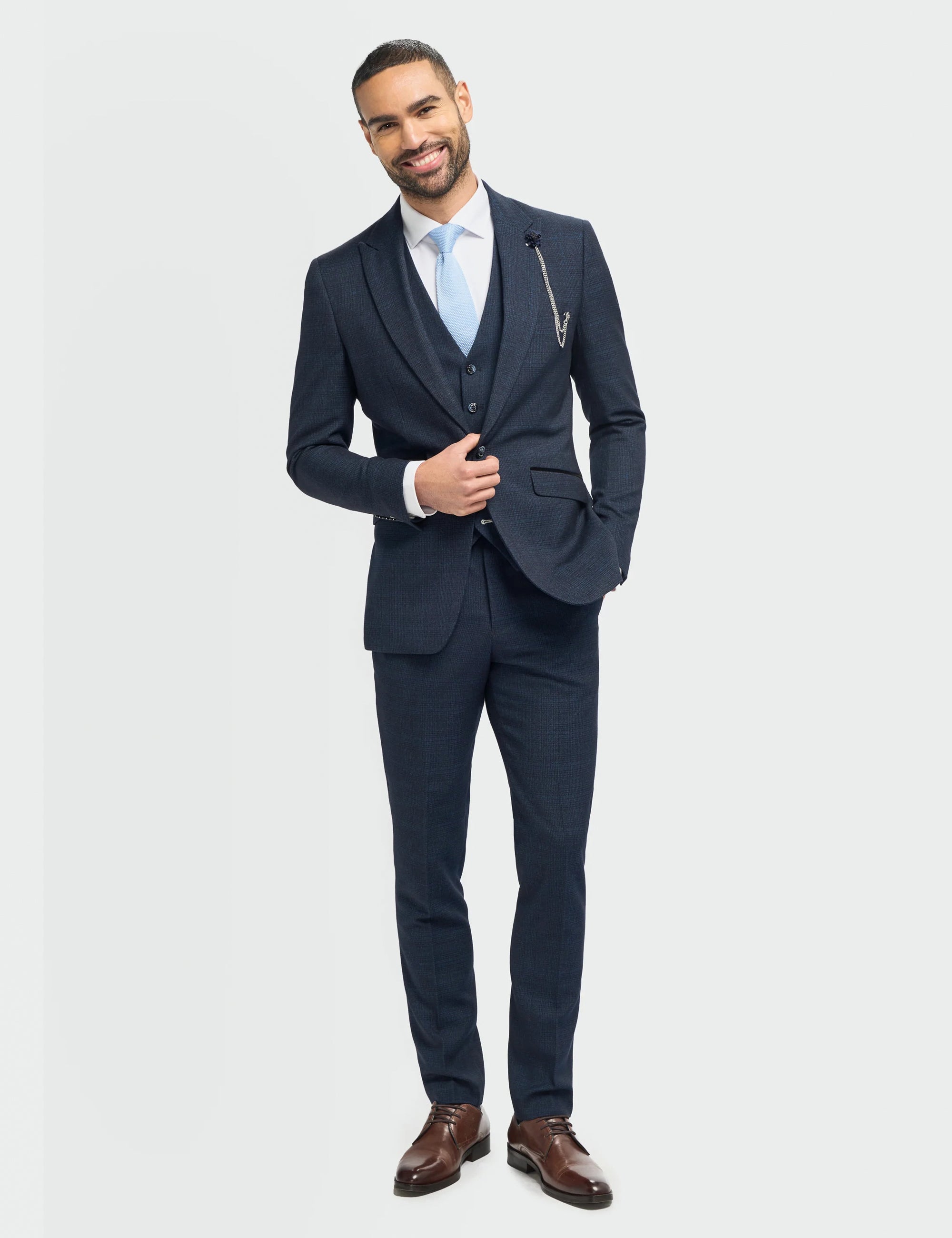 MENS CARIDI NAVY THREE PIECE SUIT