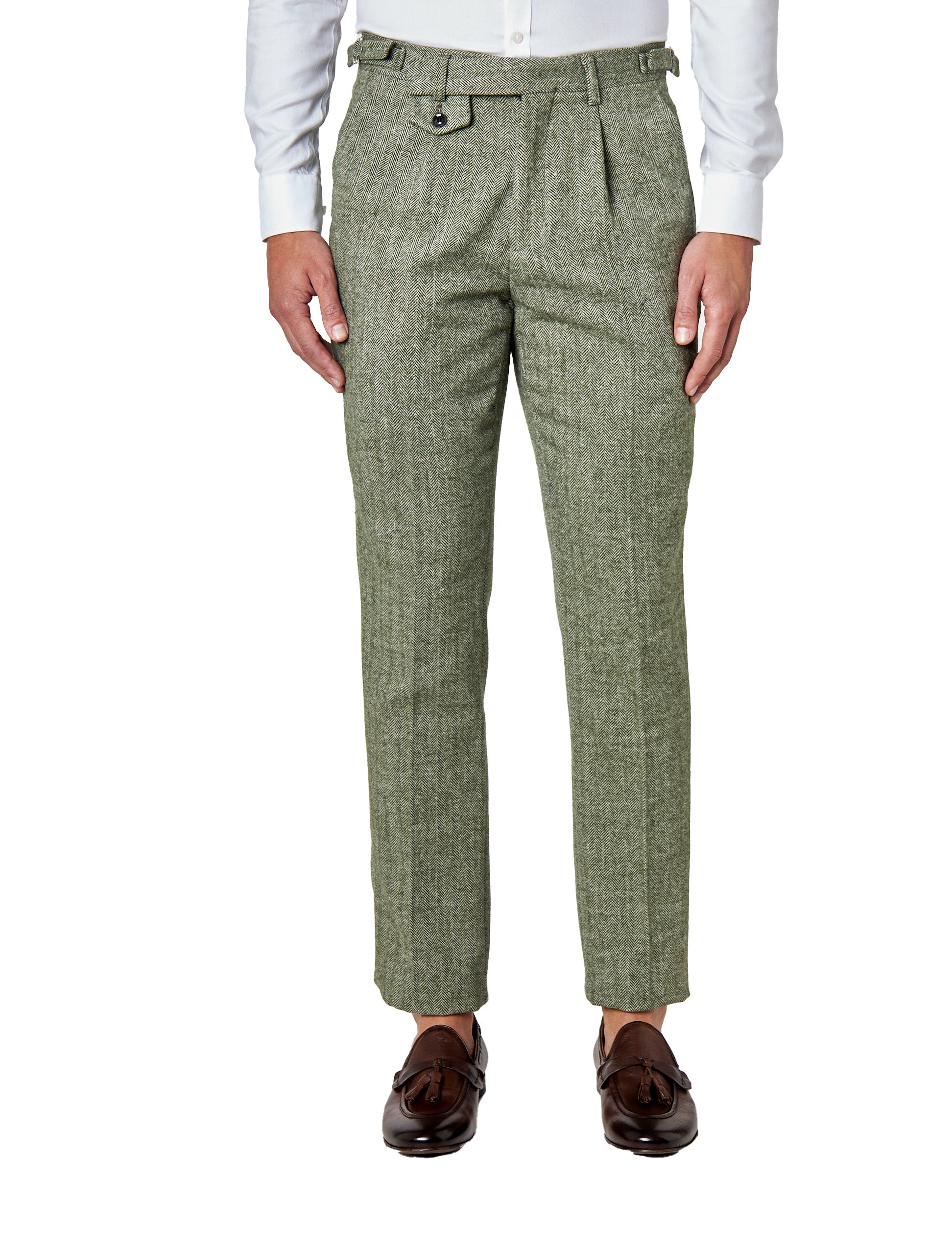 Martin - Mens Green Classic Tweed Tailored Fit Trouser – XPOSED