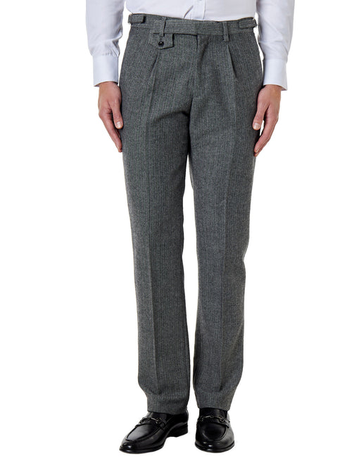 Jax - Pantalon en tweed à chevrons gris pour homme