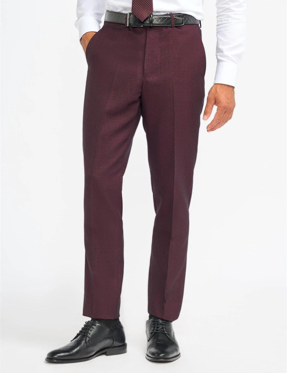 CARIDI – MEN’S WINE CHECK SUIT TROUSERS