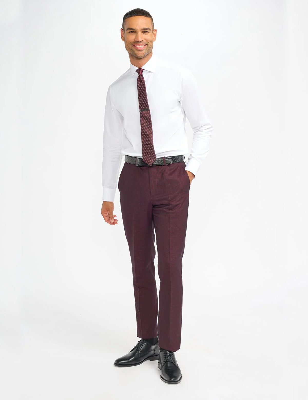 CARIDI – MEN’S WINE CHECK SUIT TROUSERS