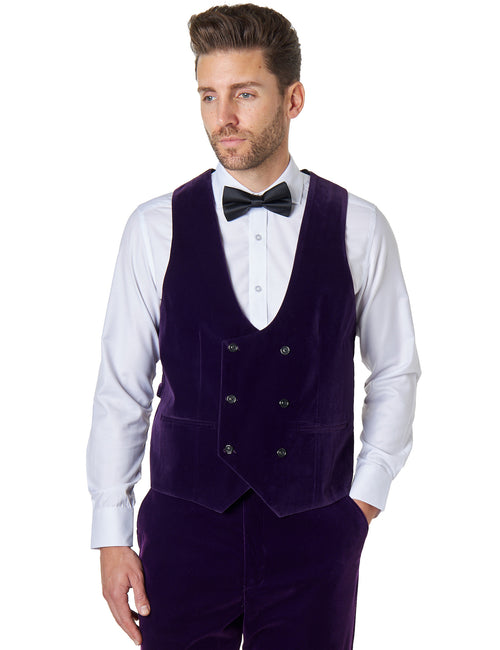 RICKY Gilet en Velours Violet Coupe U Basse