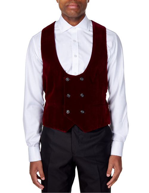 Gilet coupe en U taille basse en velours bordeaux SAM