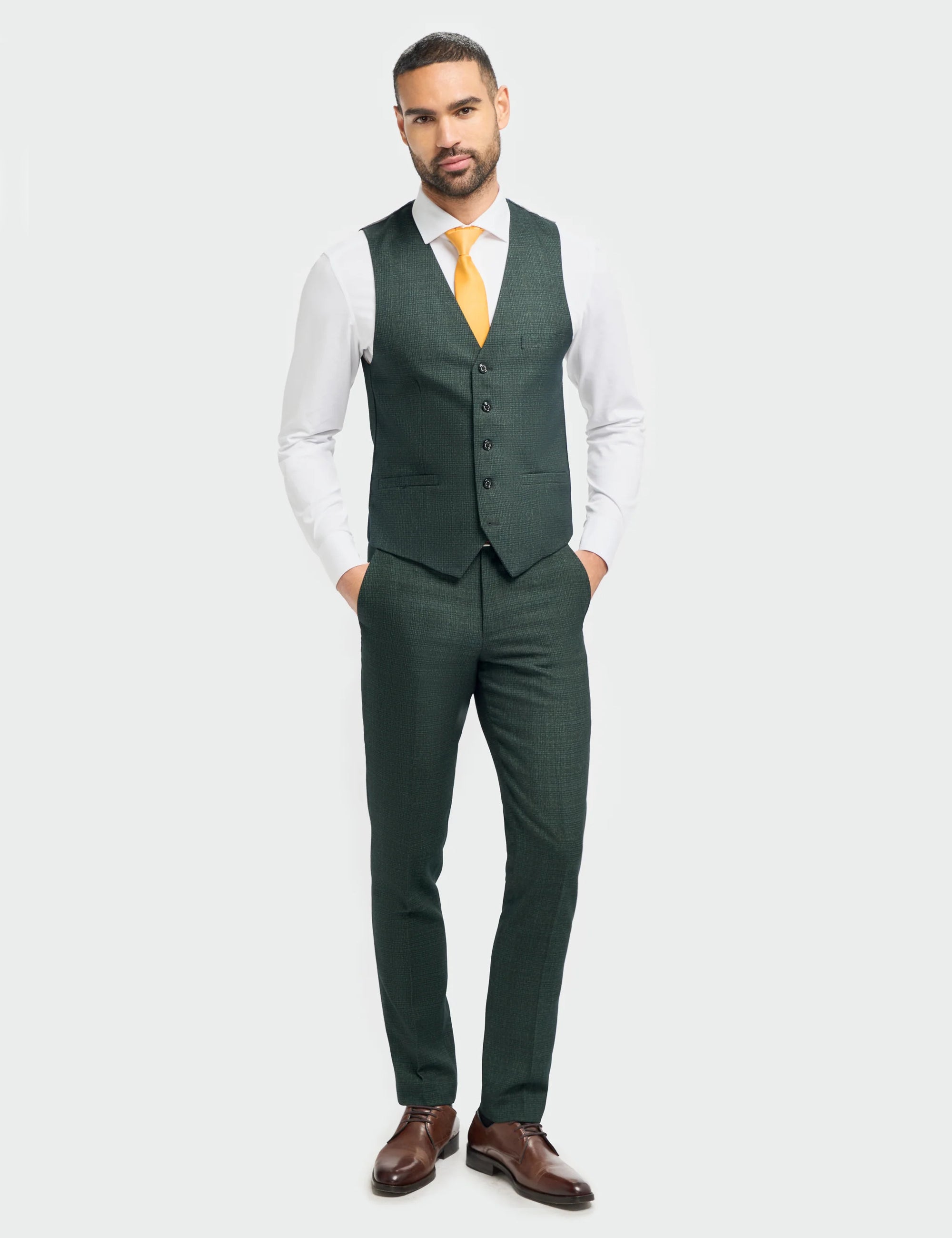 CARIDI SLIM FIT OLIVE WAISTCOAT