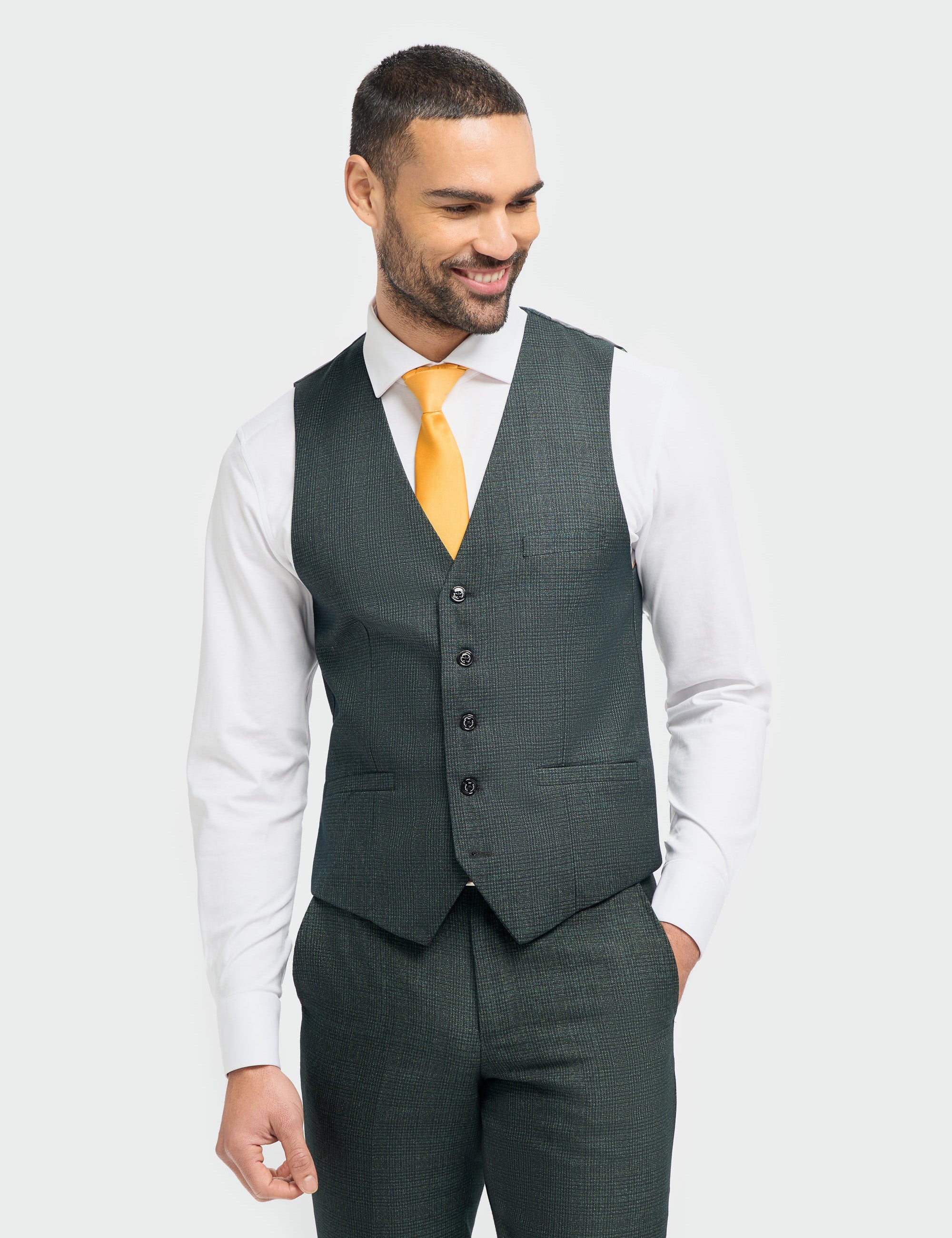 CARIDI SLIM FIT OLIVE WAISTCOAT