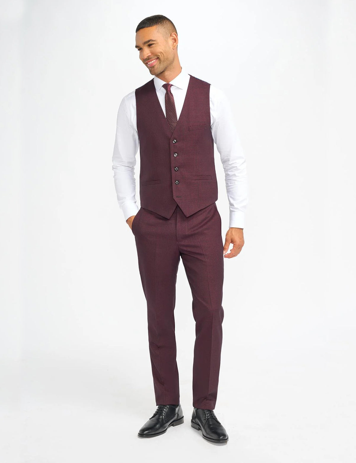 CAVANI – CARIDI MEN’S WINE CHECK WAISTCOAT