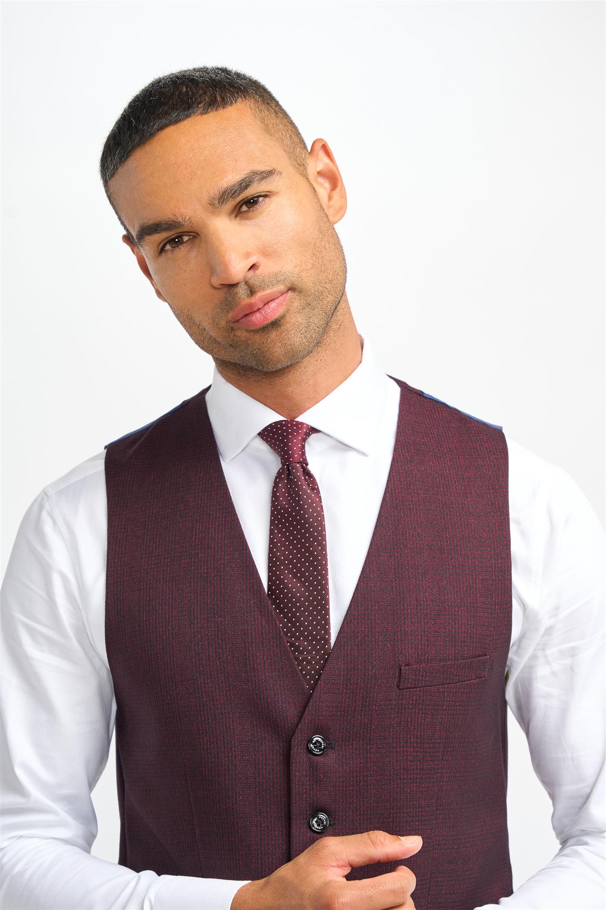 CAVANI – CARIDI MEN’S WINE CHECK WAISTCOAT