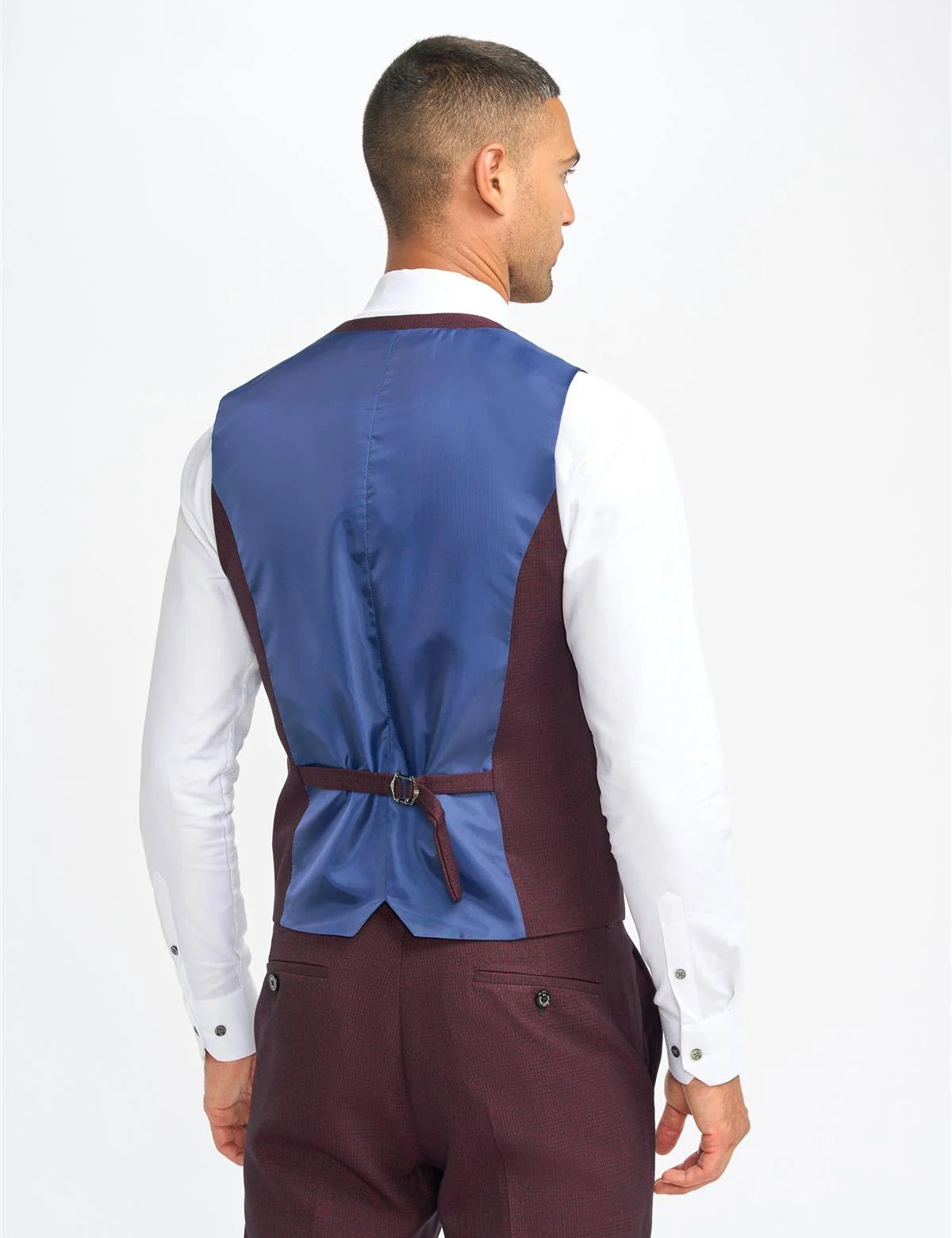 CAVANI – CARIDI MEN’S WINE CHECK WAISTCOAT