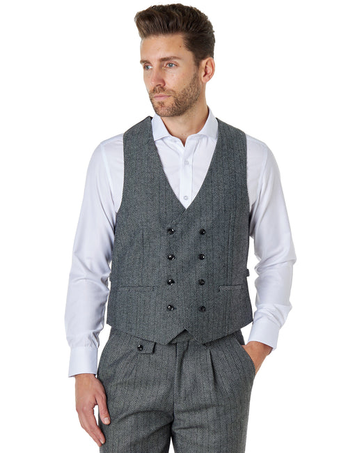 Tyler - Gilet croisé en tweed gris