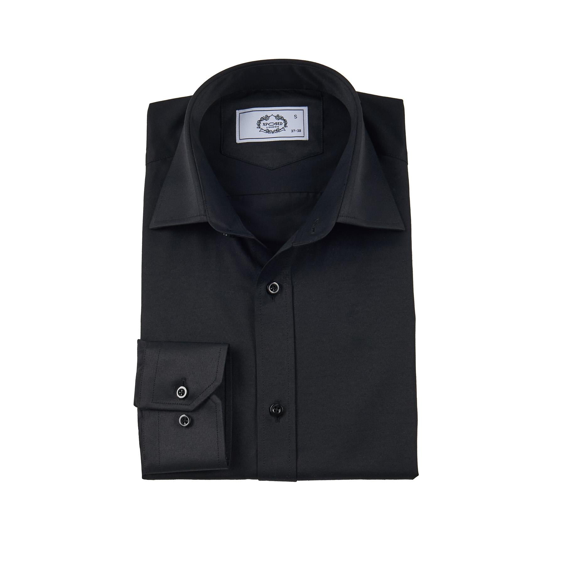 CLASSIC BLACK SINGLE CUFF TAILORED FIT SHIRT