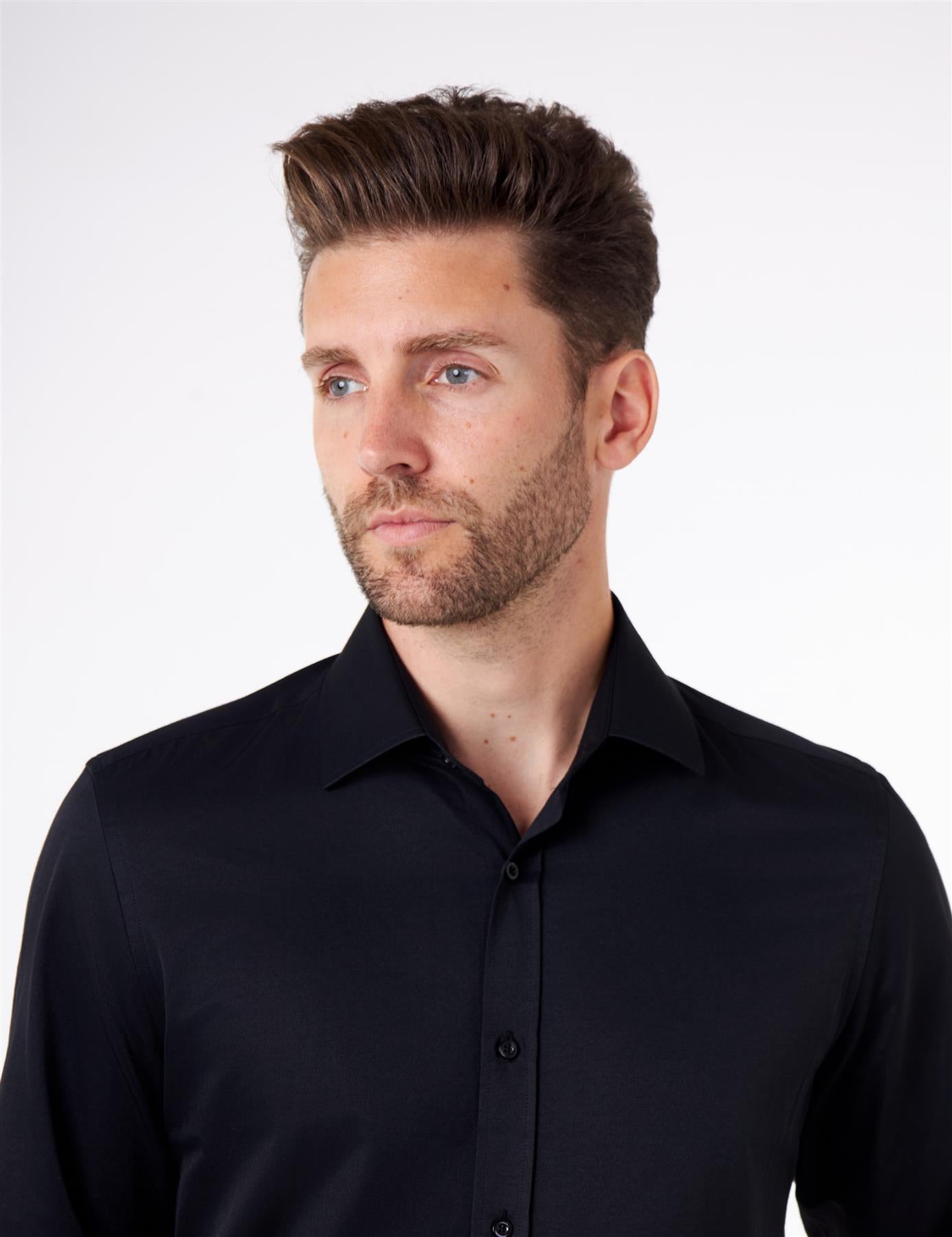 CLASSIC BLACK SINGLE CUFF TAILORED FIT SHIRT