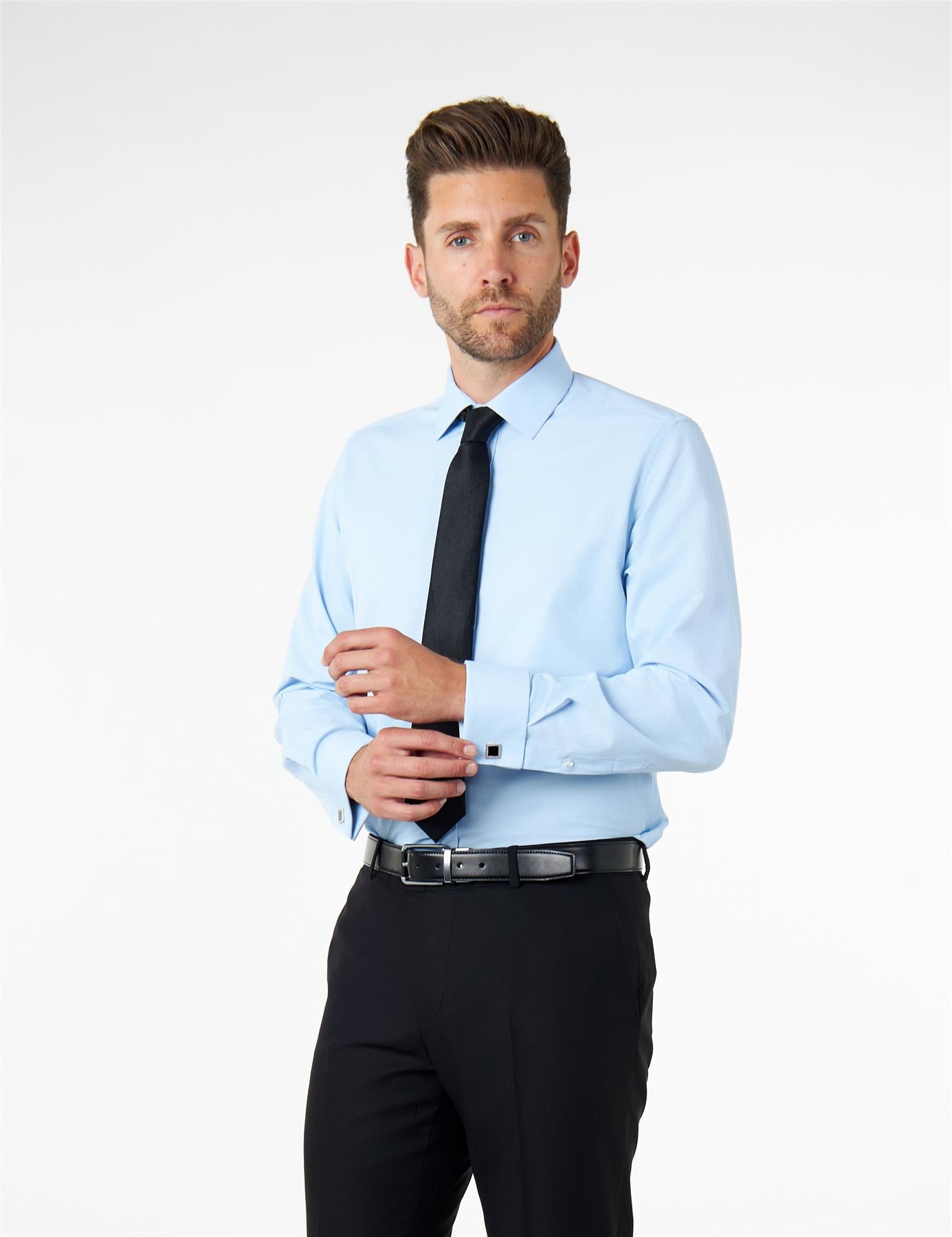 CLASSIC BLUE DOUBLE CUFF TAILORED FIT SHIRT