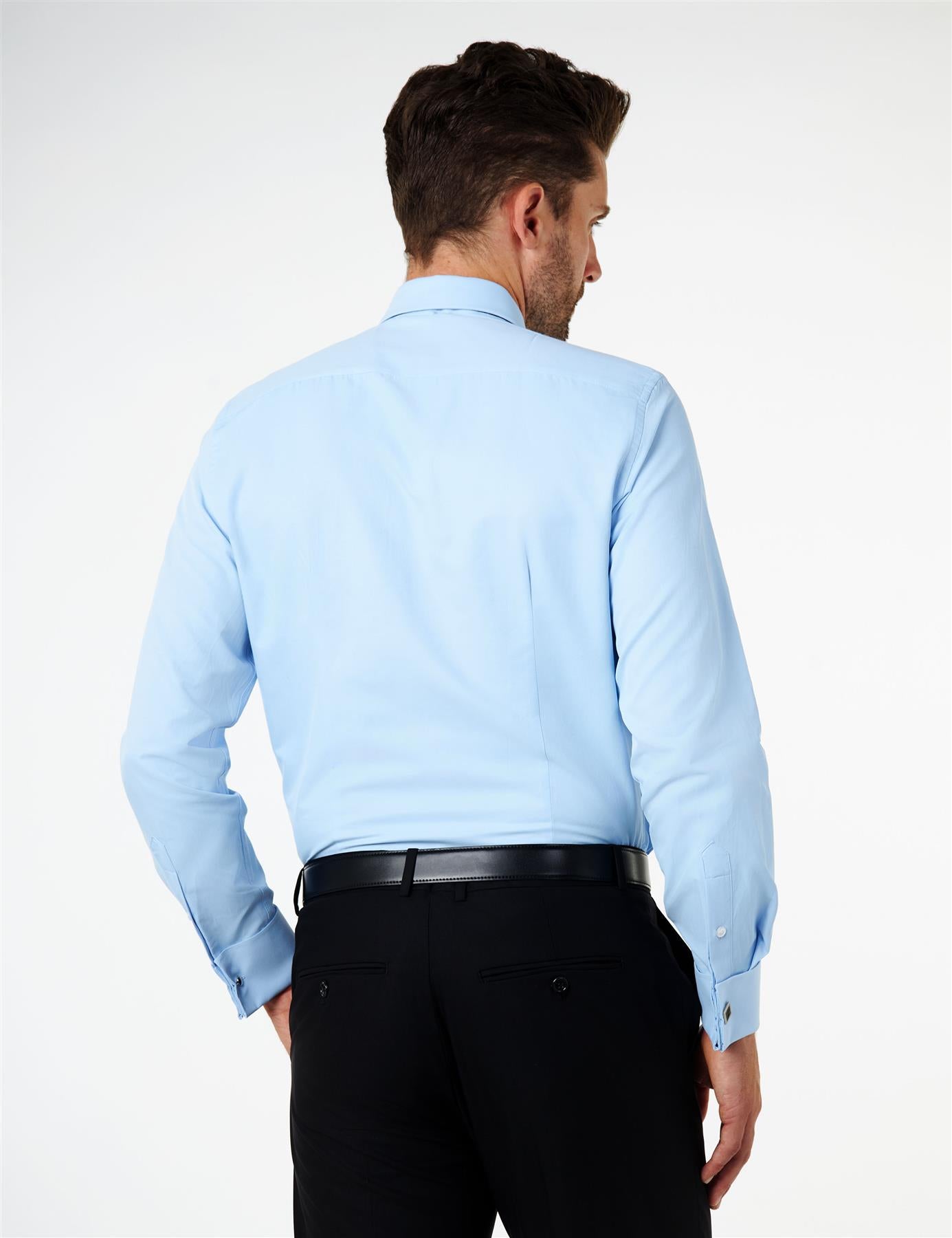 CLASSIC BLUE DOUBLE CUFF TAILORED FIT SHIRT