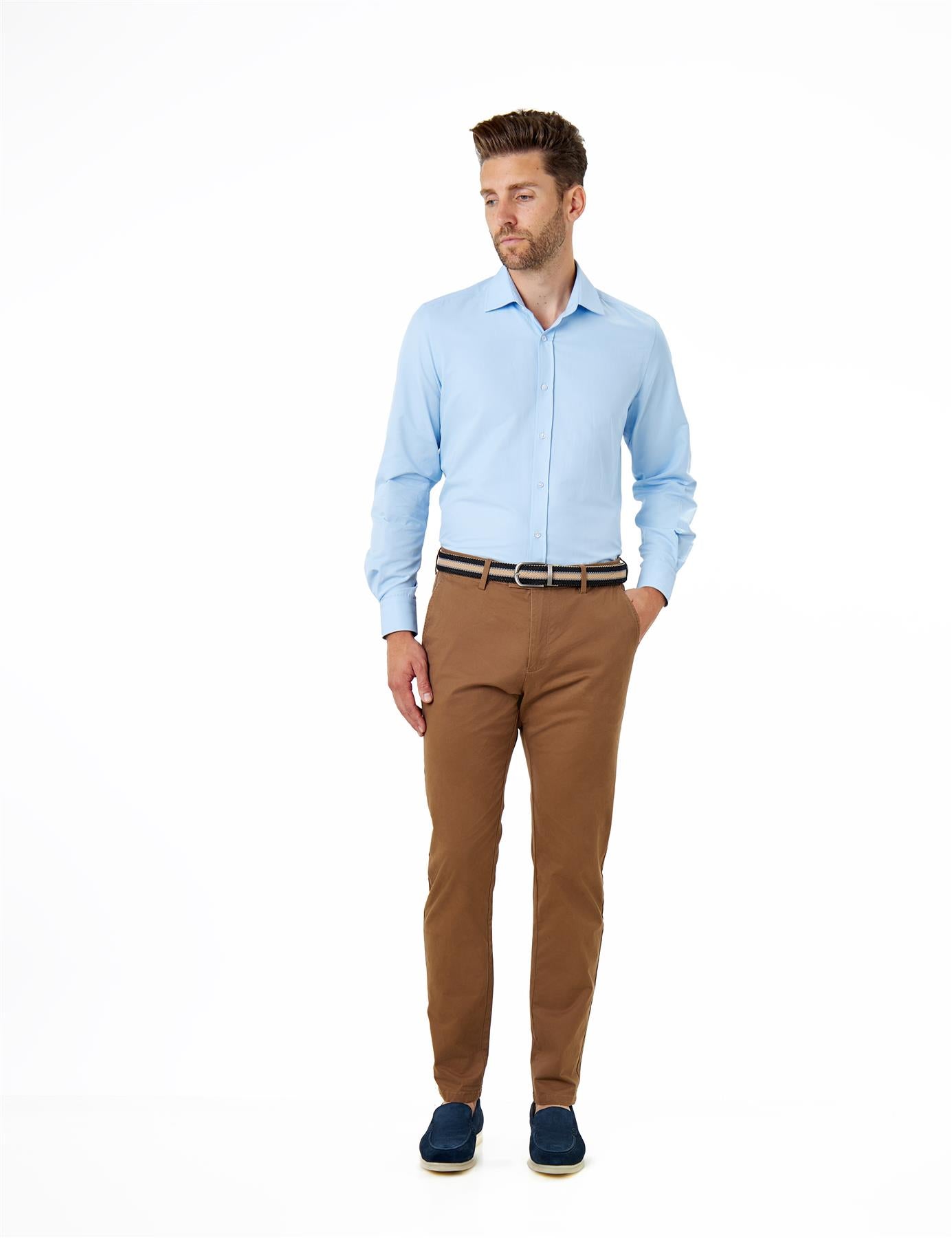 COTTON STRETCH CHINO BROWN