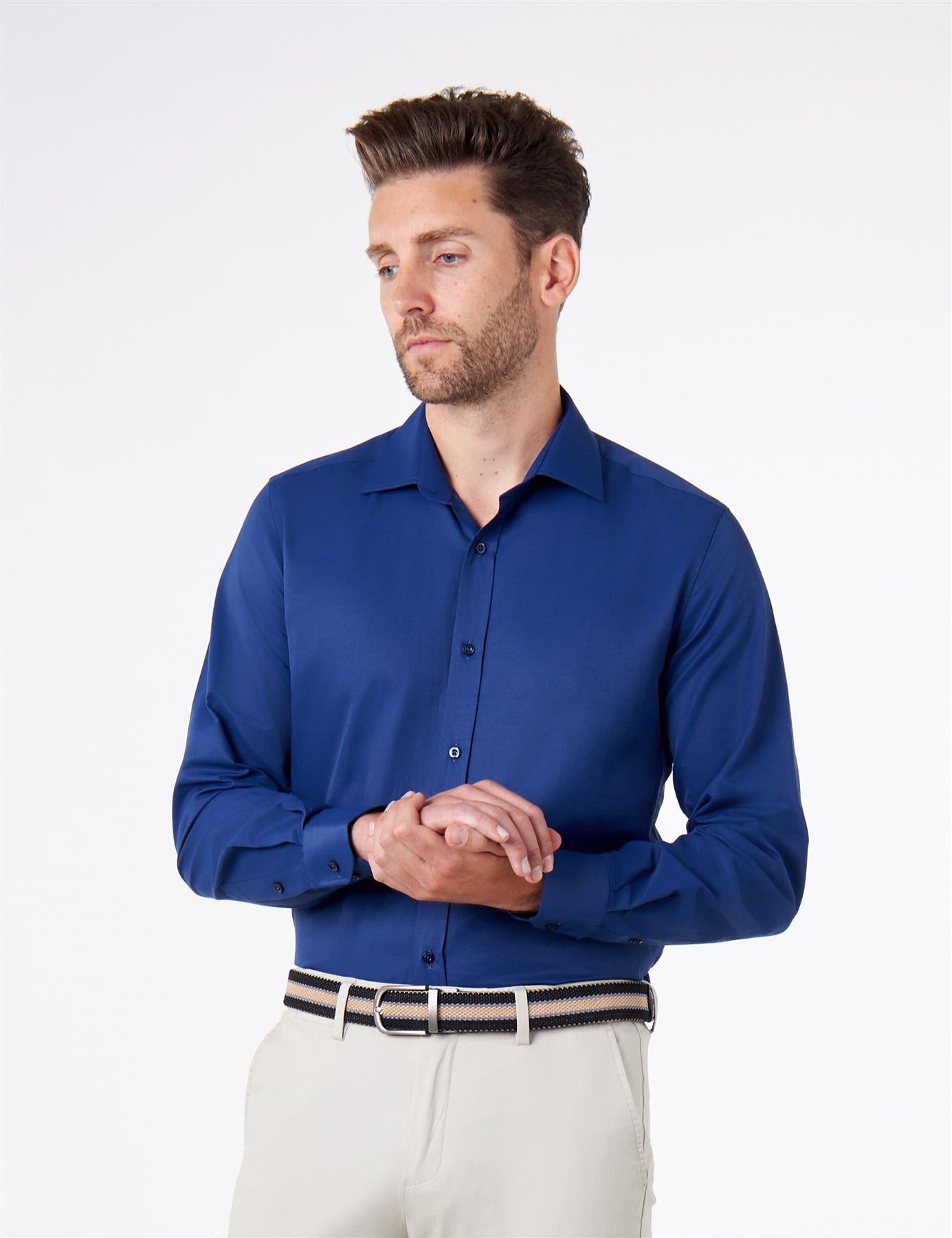 CLASSIC NAVY SINGLE CUFF TAILORED FIT SHIRT