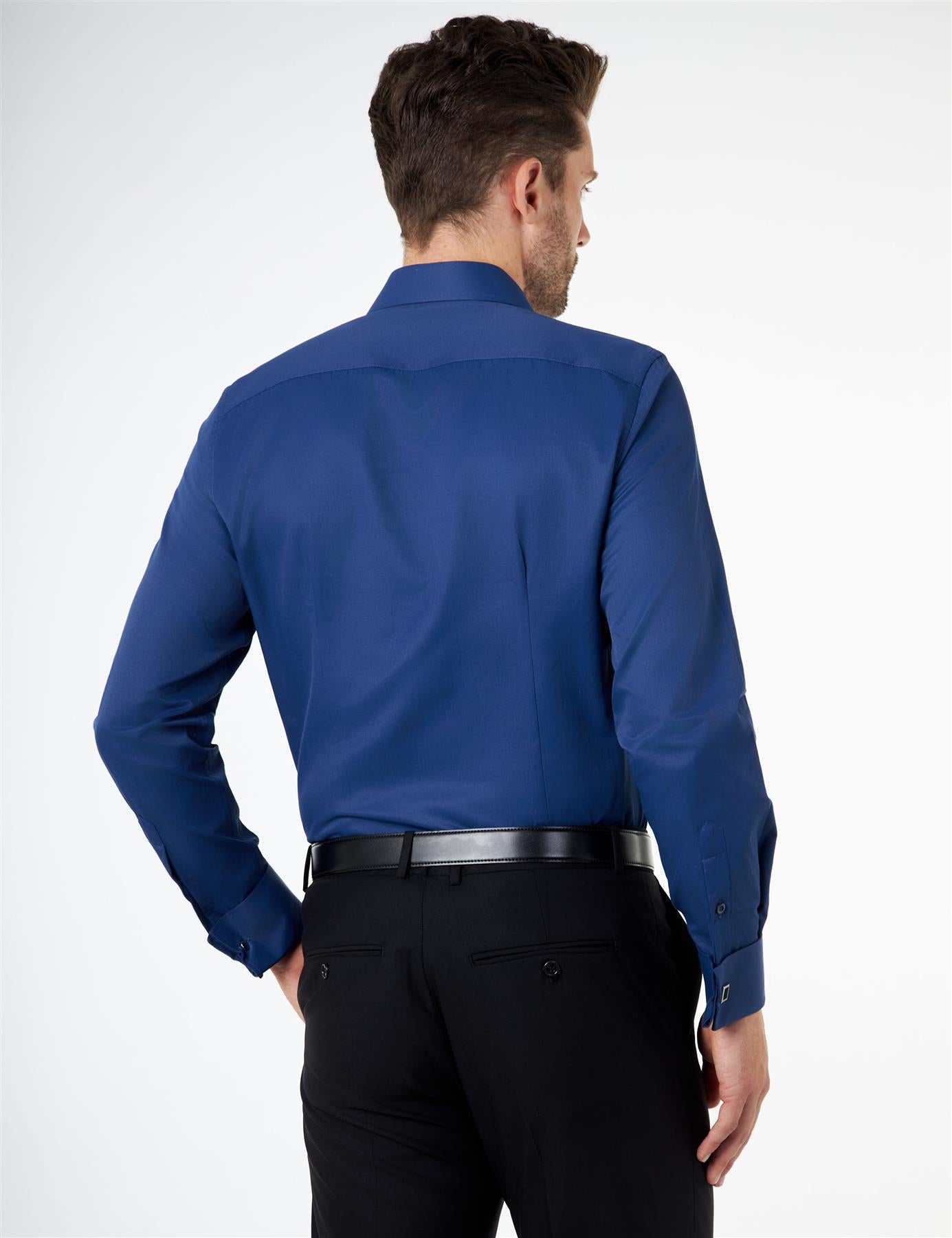 CLASSIC NAVY DOUBLE CUFF TAILORED FIT SHIRT