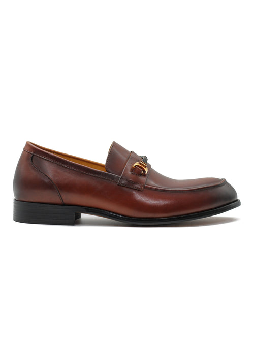 ORNAMENT BUCKLE LOAFERS IN BROWN