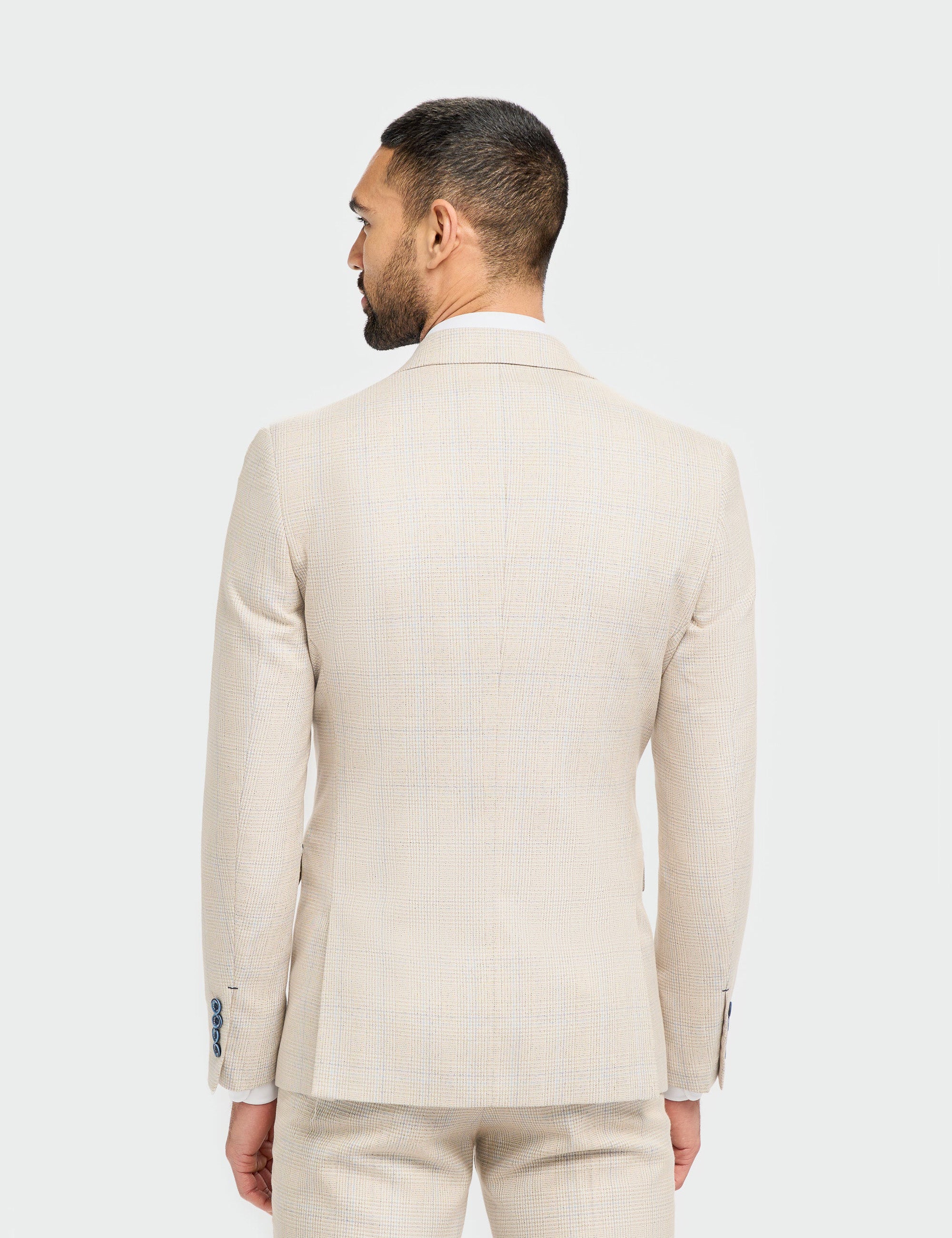 MENS CARIDI BEIGE TAILORED FIT THREE PIECE SUIT