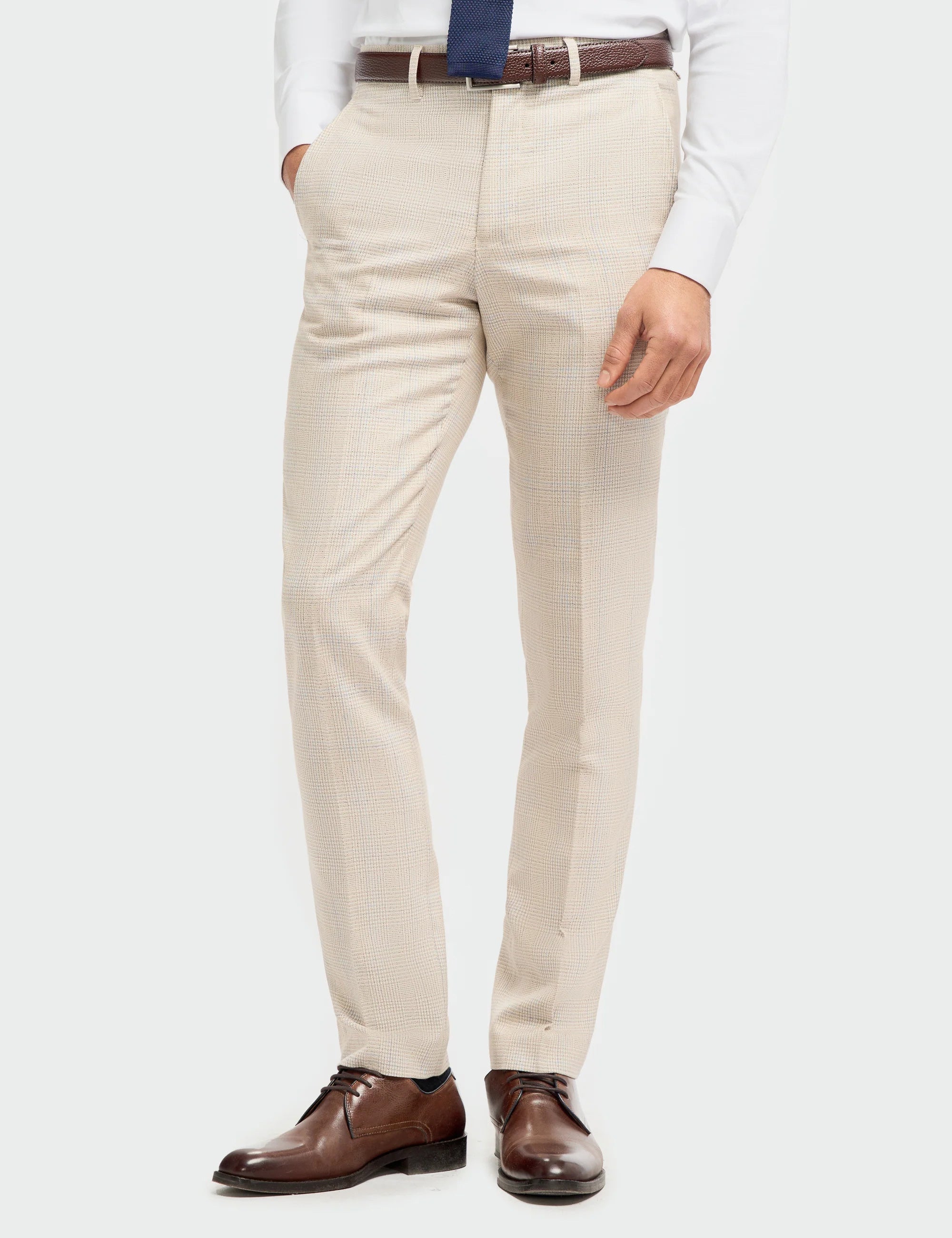 CARIDI - BEIGE CHECK TROUSERS