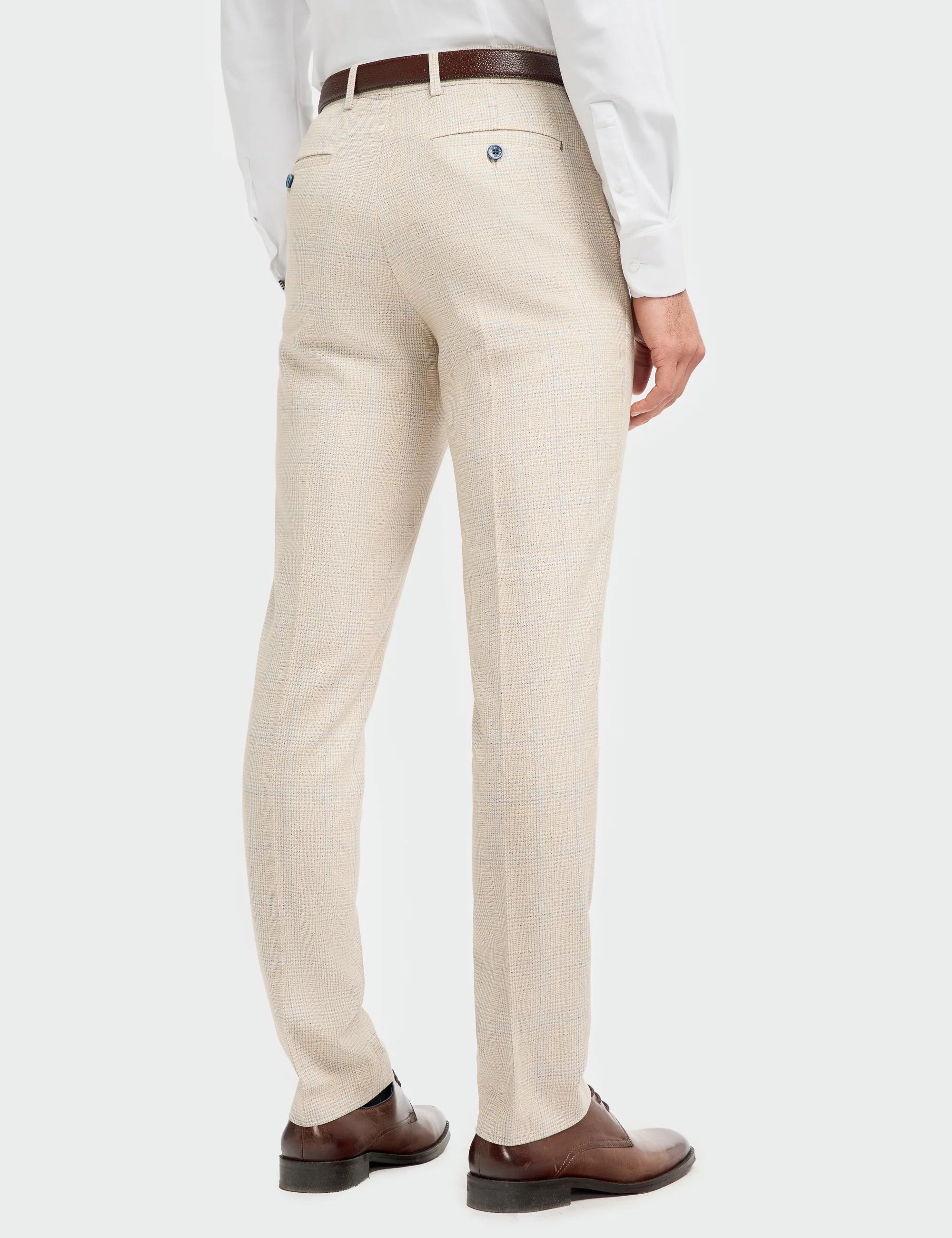 CARIDI - BEIGE CHECK TROUSERS