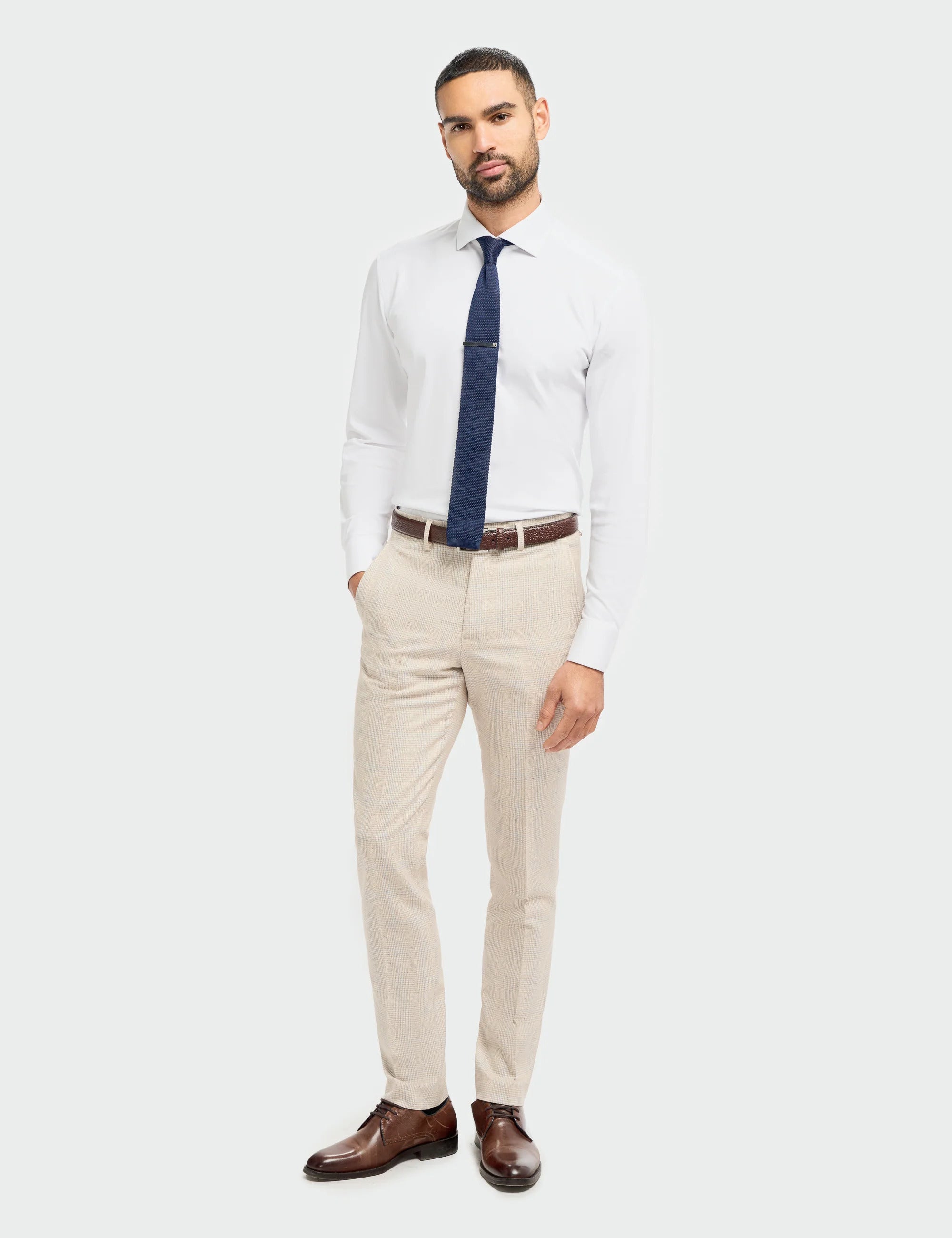 CARIDI - BEIGE CHECK TROUSERS