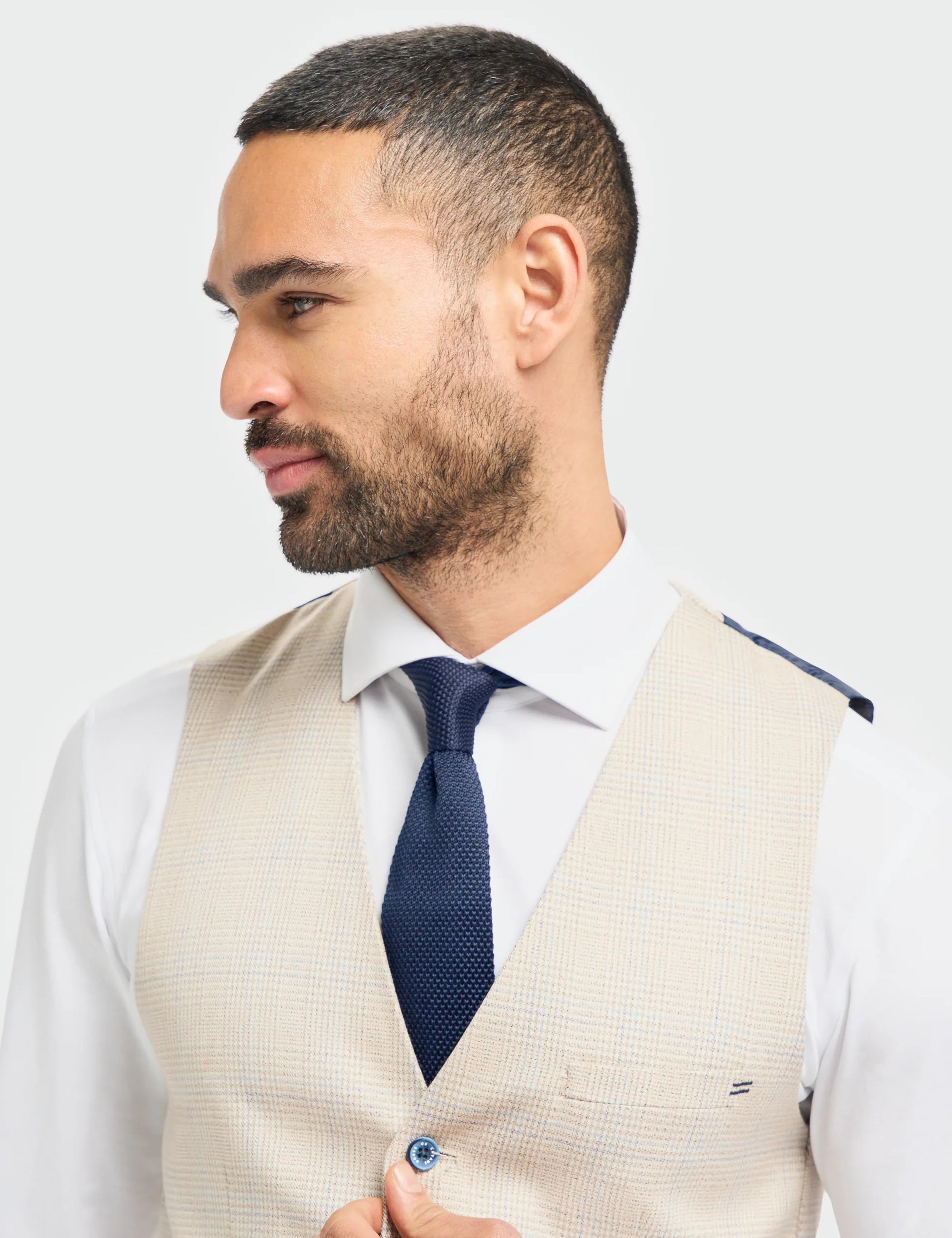 CARIDI - BEIGE CHECK WAISTCOAT