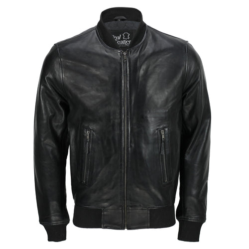 BOMBER-BIKERJACKE OHNE KRAGEN