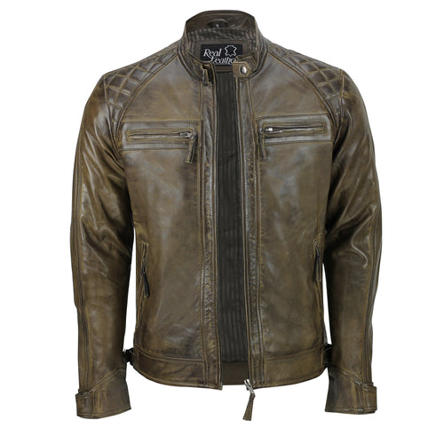 BRAUNE BIKER-LEDERJACKE